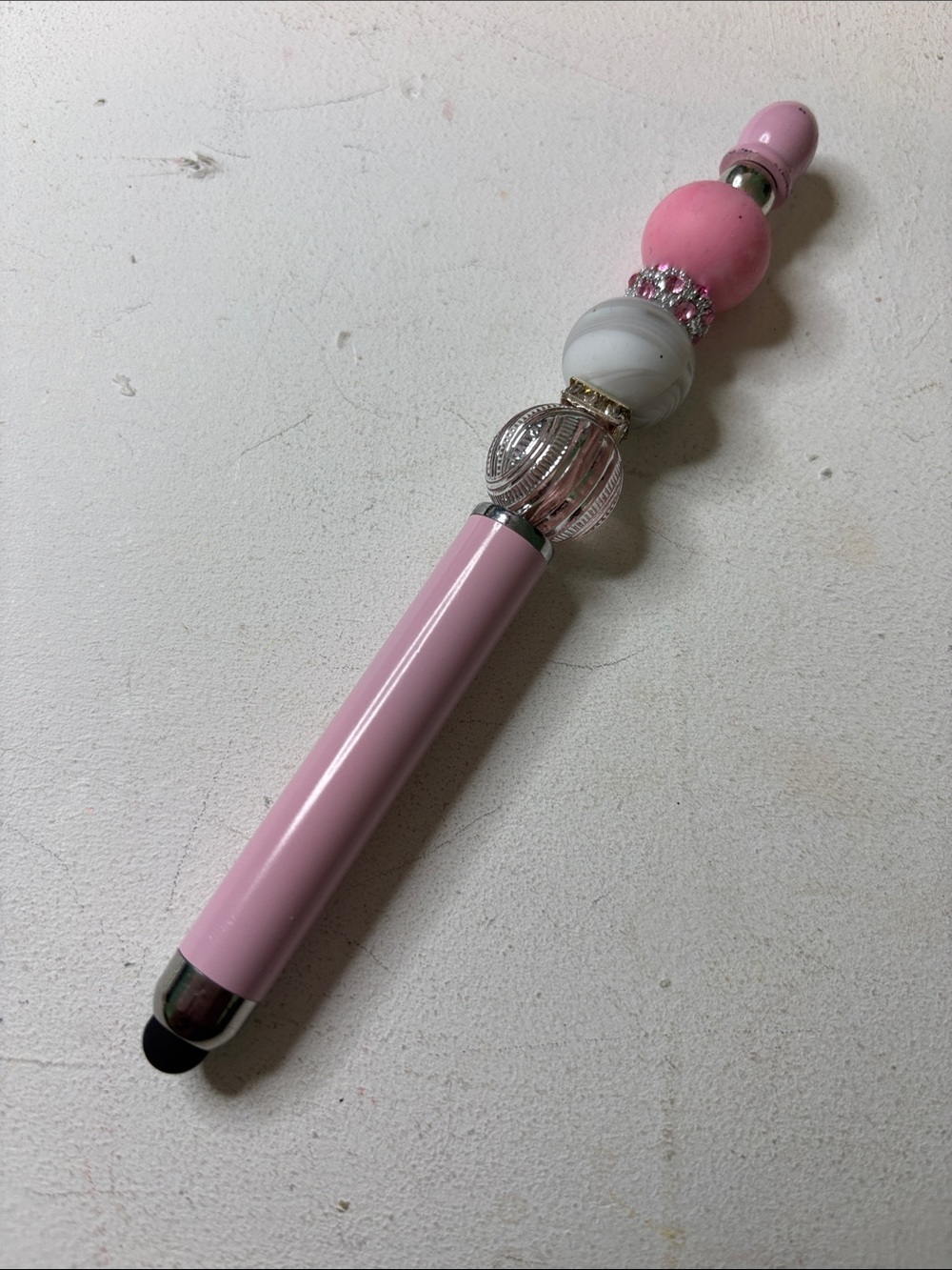 Pink Decorative Stylus Pen with Beaded Accent - Women Accessories Phone Cases